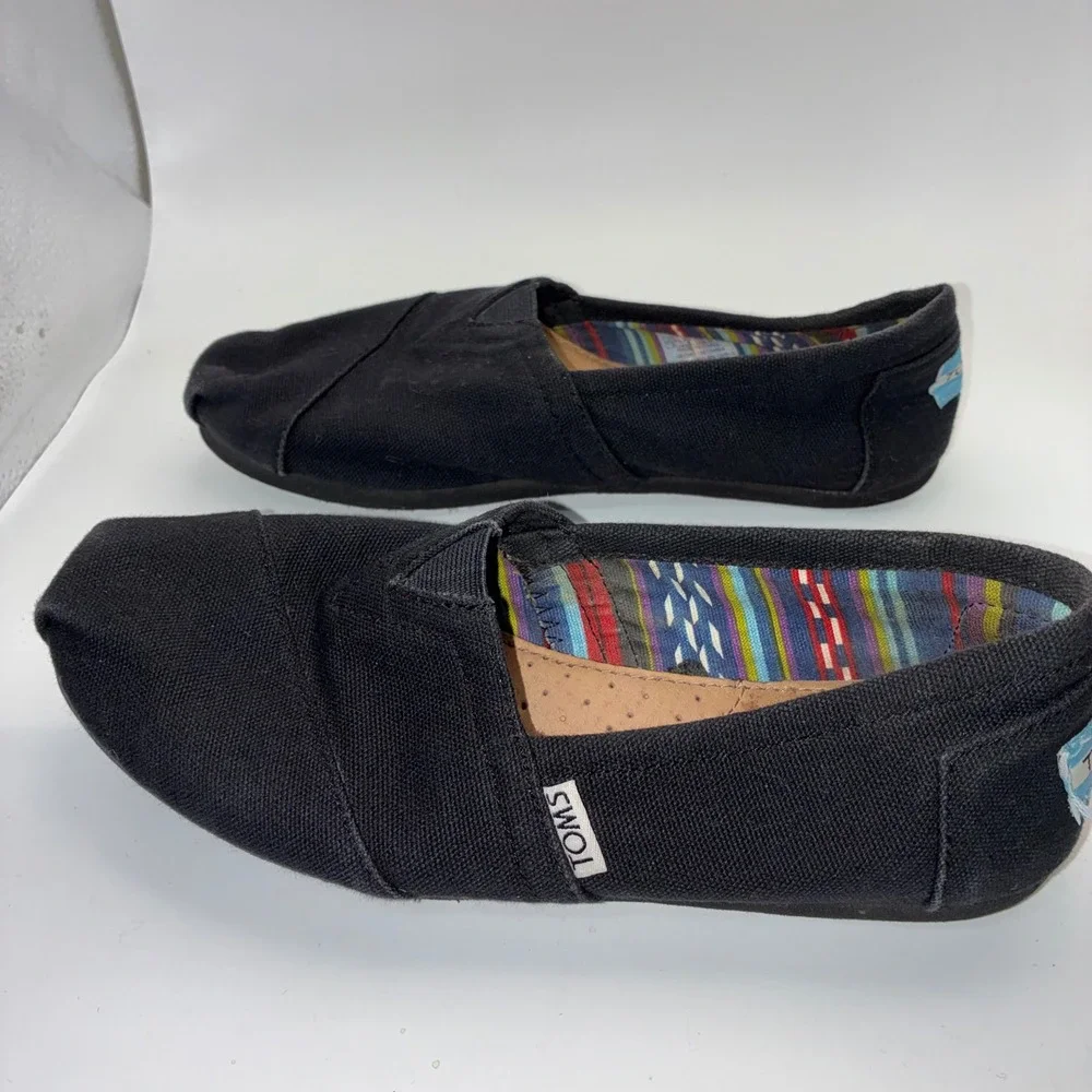 TOMS‎ Classic Alpargata Black Canvas Slip On Shoes Womens Size 6 M